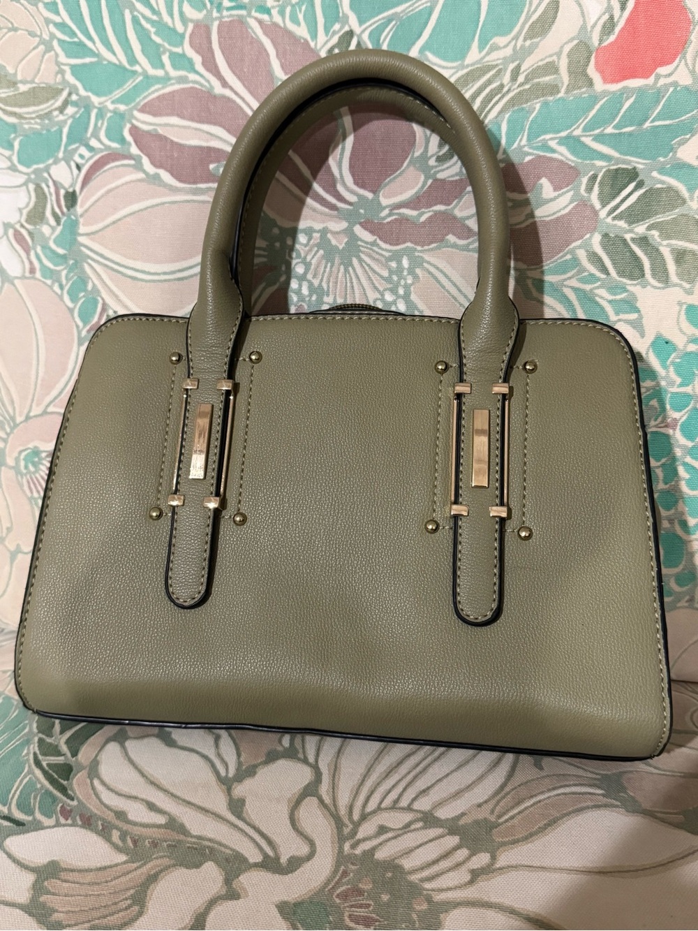 Olive Green Structured Top-Handle Satchel